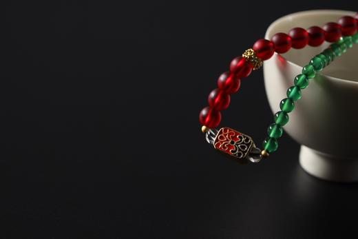 YHLL0010°花开如意·红琉璃+绿玛瑙手串 商品图2