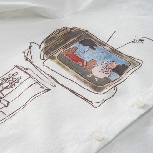 谜底白衬衫七分袖女士2025夏季新款通勤风印花合体衬衣256MC6245 商品图3