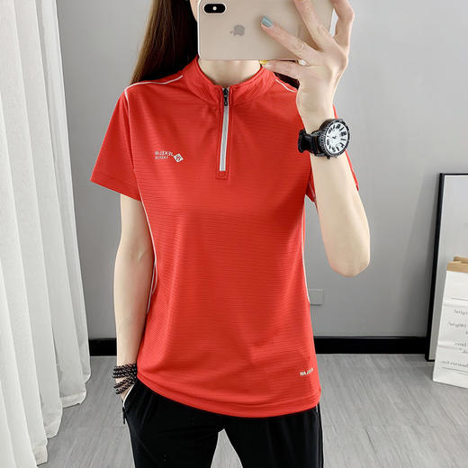 丁摩 立领速干衣短袖女弹力薄款透气快干衣跑步运动徒步户外登山半袖5ZF-2102 商品图6