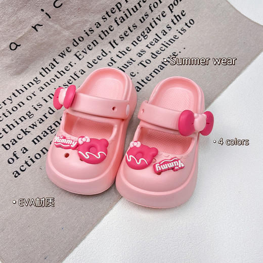 【洋气蝴蝶结设计，公主风十足！】女童蝴蝶结夏季拖鞋 新款洋气公主室内洗澡 儿童室内女宝包头洞洞鞋-QQ 商品图4