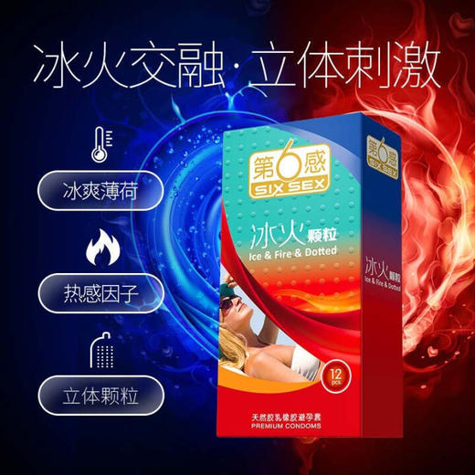 第六感避孕套 安全套 冰火大颗粒12只 凸点螺纹带刺套套 成人情趣用品 商品图1