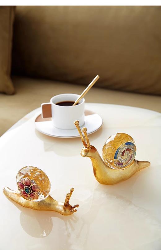 【彼达思】罗比罗丹 平安如意 水晶蜗牛摆件 珐琅彩书房玄关商务送礼自用亲人 商品图3