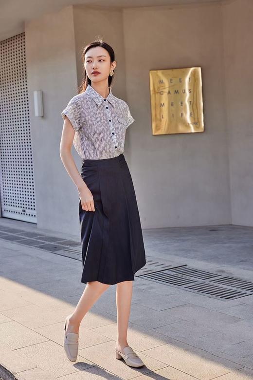 Le Malene 通勤简约百搭藏蓝色半裙 18326 商品图3