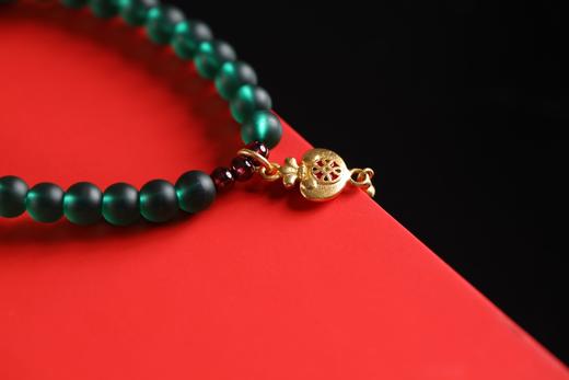 YLLL0010°绿琉璃+沙金钱袋吊坠手串 商品图3