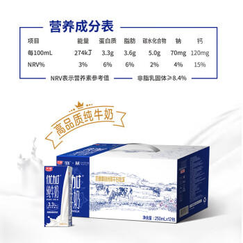 光明 优加纯牛奶250ml*12盒/礼盒装浓醇营养早餐奶包装随机礼盒装 /水饮冲调 /常温奶 /基础牛奶 商品图2