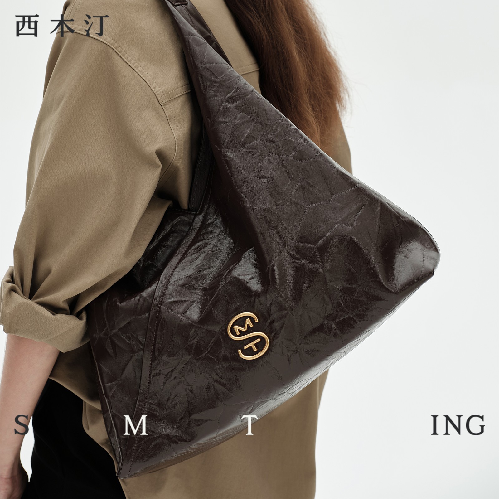 【柔见定制专属】西木汀 静享时刻 牛皮托特包女大容量单肩腋下包手提通勤包包231028