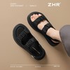 ZHR则则褶皱厚底凉鞋女2025夏季新款平底罗马凉鞋露趾沙滩凉鞋女 商品缩略图8