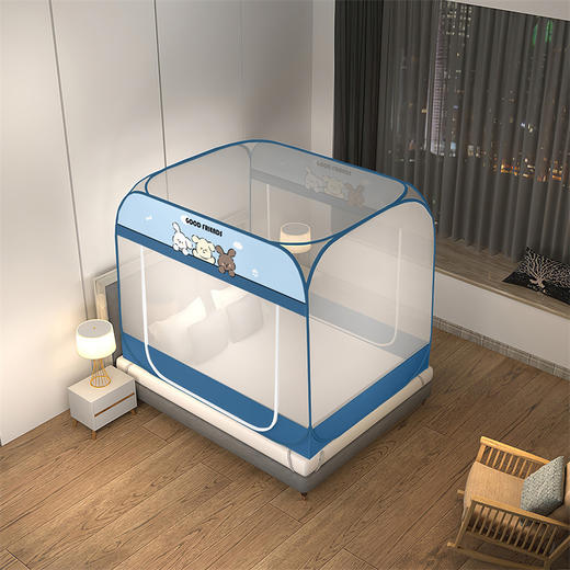 A类母婴级 防摔蚊帐 新款简约风免安装加高方顶拉链蚊帐双开门可折叠防蚊蚊帐 商品图2