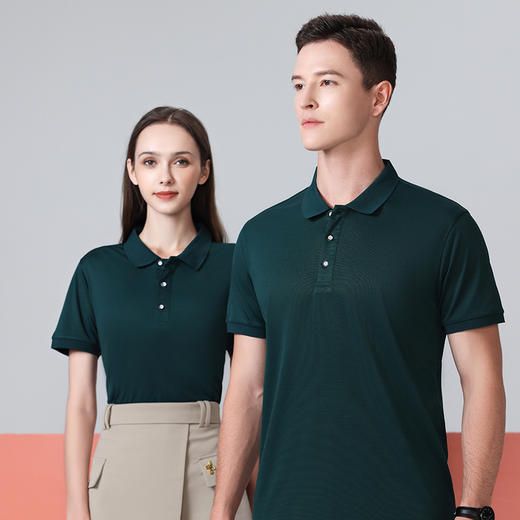 男女同款纯色冰爽商务间色翻领短袖polo衫2316/JS2588/2318 商品图3