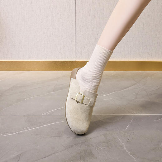 雀说 真皮勃肯鞋女复古小码大圆头休闲鞋968 商品图6