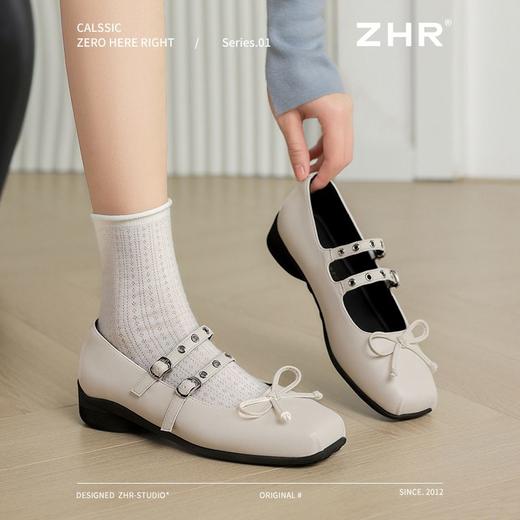ZHR则则芭蕾鞋2025新款浅口单鞋蝴蝶结晚晚气质女鞋玛丽珍小皮鞋 商品图8