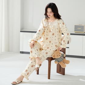 雀说 樱西玛系列纯棉睡衣甜美长袖大码家居服两件套