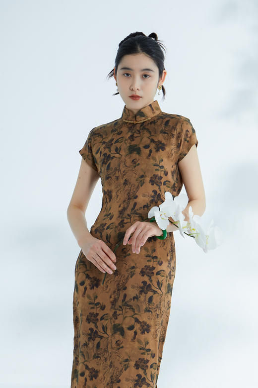 荷言GL 染衣 复古写意印花传统古法旗袍绳结一字扣 商品图0