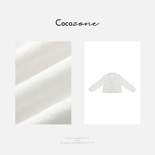 COCO ZONE 刘一一【100亚麻】春季木耳边V领绑带衬衫CD2A0752 商品图2