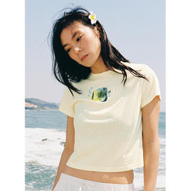 CryingCenter 珍珠小鱼短袖正肩轻薄竹节棉T恤 哭喊中心