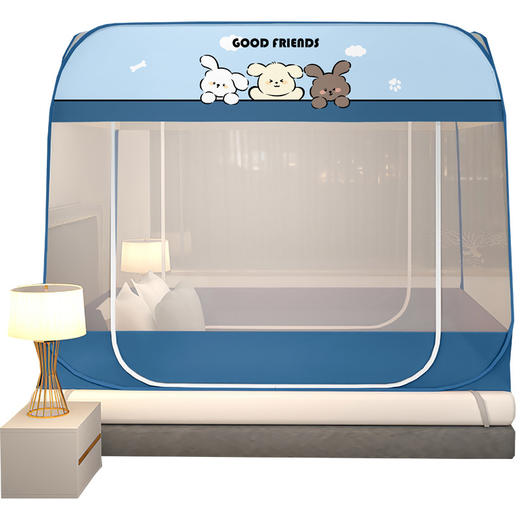 A类母婴级 防摔蚊帐 新款简约风免安装加高方顶拉链蚊帐双开门可折叠防蚊蚊帐 商品图4