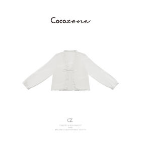 COCO ZONE 刘一一【100亚麻】春季木耳边V领绑带衬衫CD2A0752