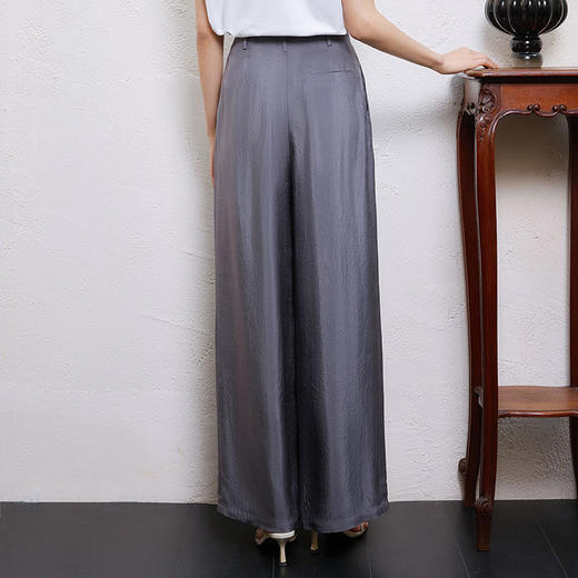 玳莎醋酸高腰阔腿裤女2025年夏季新款垂感裙裤设计宽松通勤直筒裤  FB36312 商品图2