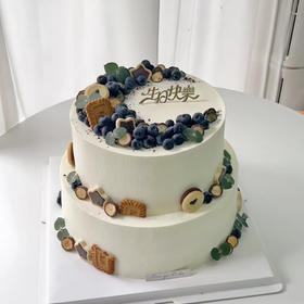 双层简约蓝莓森系蛋糕( 百分百进口动物奶油）