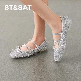 【闪闪幻银】星期六蝴蝶结水钻芭蕾平底鞋SSD3111490