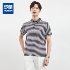 【含桑蚕丝】罗蒙男士夏季休闲商务男士Polo衫短袖男时尚polo衫短袖男