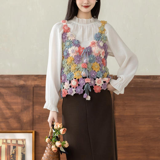 苏苏姐家花摇铃拼花马甲套装手工DIY编织钩针段染羊毛线团材料包 商品图2