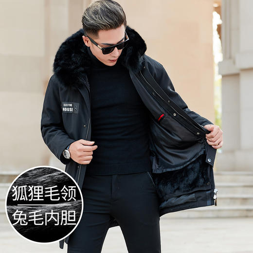 F19289940651150 富铤FORTEI冬季中长款男士外套派克服男皮衣/皮草 商品图3