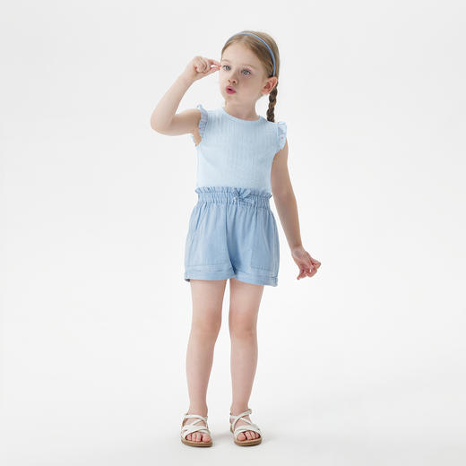 马克珍妮女童小飞袖弹力罗纹背心 儿童上衣2025年夏装新款550901 商品图2