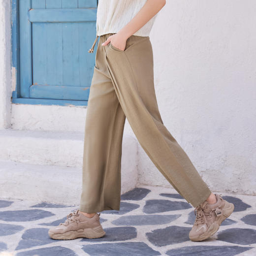 半身缘女裤 夏季轻盈绵软吸湿透气垂感百搭休闲裤252102U10302842 商品图2