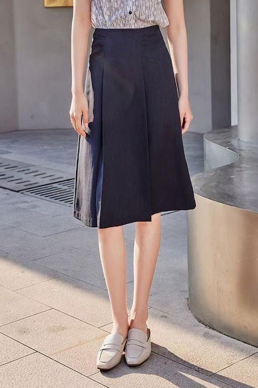 Le Malene 通勤简约百搭藏蓝色半裙 18326 商品图0