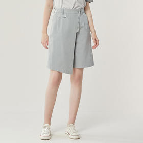 famecoco范可儿不规则拼接半身裤裙女新款夏松紧腰五分裤短裤FAB3GE001