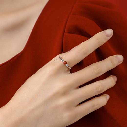 戒指 天然南红玛瑙锆钻 s925银 商品图1