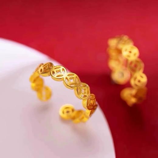 【敦煌铜钱戒指】暴富铜钱戒指女 复古新中式国风招财小钱币开口指环新款 商品图4