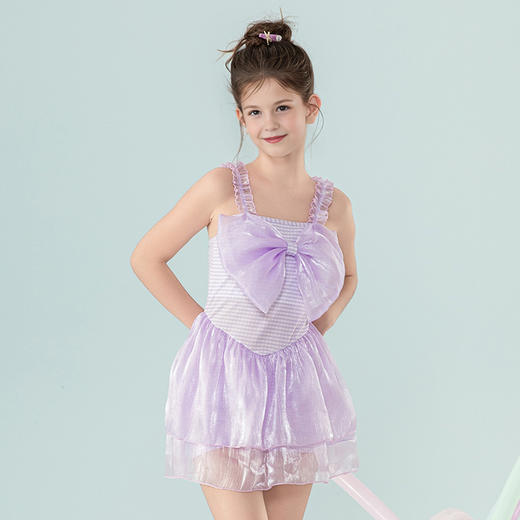 【显白显瘦，穿出公主感~】新款儿童泳衣 夏季女童连体裙式 公主风大童女孩 时尚蝴蝶结款泳衣裙-QQ 商品图2