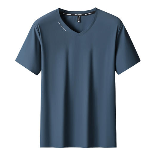 【DK】大依优型大码冰丝V领短袖T恤弹力半袖夏季加肥加大肥佬休闲运动宽松透气弹力男装上衣 商品图5