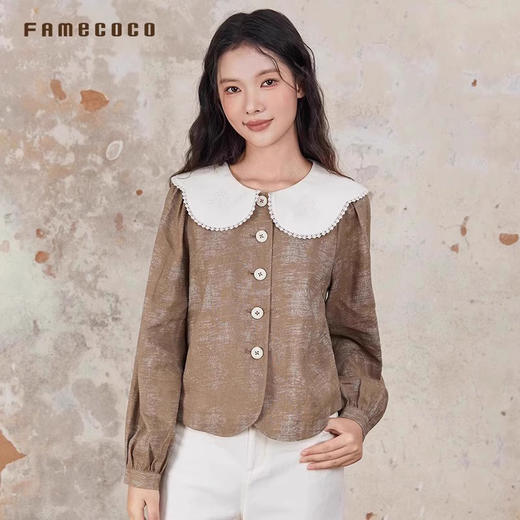 Famecoco原创文艺范蕾丝拼接花边半身裙/衬衣春款FAB6HA021 商品图3