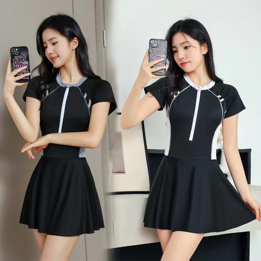 【不论什么身材都能轻松CARRY】泳衣女连体新款少女纯欲风收腰保守显瘦泳装连体裙式温泉泳衣。ry 商品图3