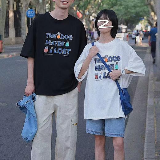 工厂直促价【100%棉】情侣（THEDOG卡通狗-大标）柯式印花短袖T恤-喜出 商品图5