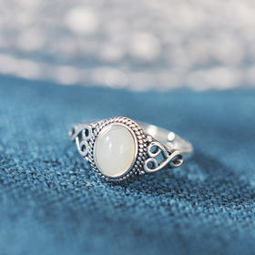 戒指 蛋面南红玛瑙 和田玉 松石