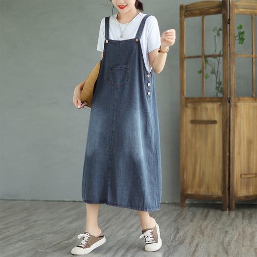 雀说 复古风水洗做旧棉质牛仔背带裙CL1967 商品图1