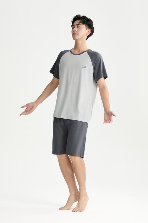连绵·圆领插肩袖家居服套装 男/女款（无胸垫款） 商品图4