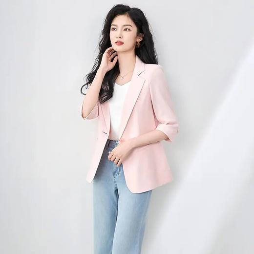 【高货wl】全新升级【铂金会员330/天猫439/差价109】(52616) 洛诗琳25夏款高级感时尚七分袖设计感一粒扣商务西装外套 商品图0