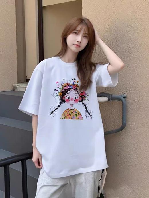 工厂直促价【100%棉】情侣（花冠女孩-大标）柯式印花短袖T恤-喜出 商品图5