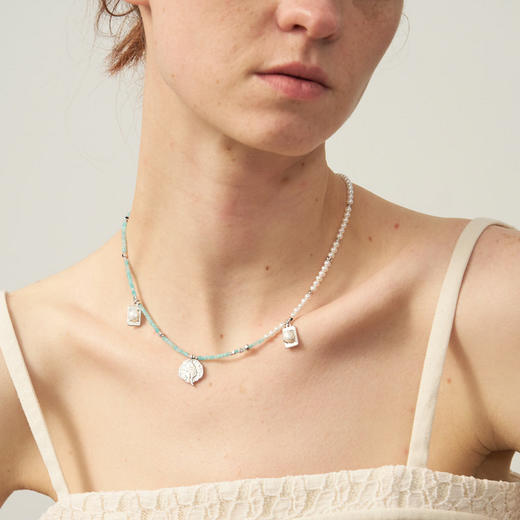 lost in echo2025夏季新款原创度假高级轻奢珍珠拼色天河石细项链 商品图4