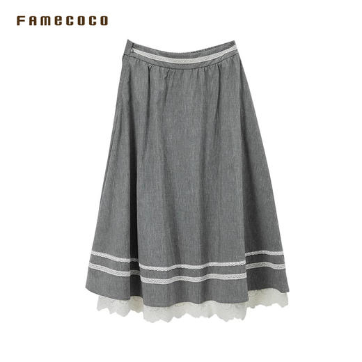 Famecoco原创文艺范蕾丝拼接花边半身裙/衬衣春款FAB6HA021 商品图2