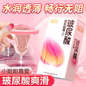 第六感 玻尿酸避孕套 隐形超薄安全套 水润清爽 超润滑套套12只 男用女用成人 计生用品