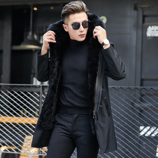 K8477088011154 凯撒KAISER秋冬中长款外套男士皮衣派克服 商品图2