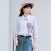谜底白衬衫七分袖女士2025夏季新款通勤风印花合体衬衣256MC6246 商品缩略图0