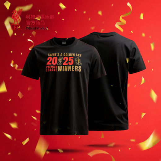 【官网同款】利物浦俱乐部 | 25赛季黑色冠军T恤助威服舒适透气短袖 商品图1