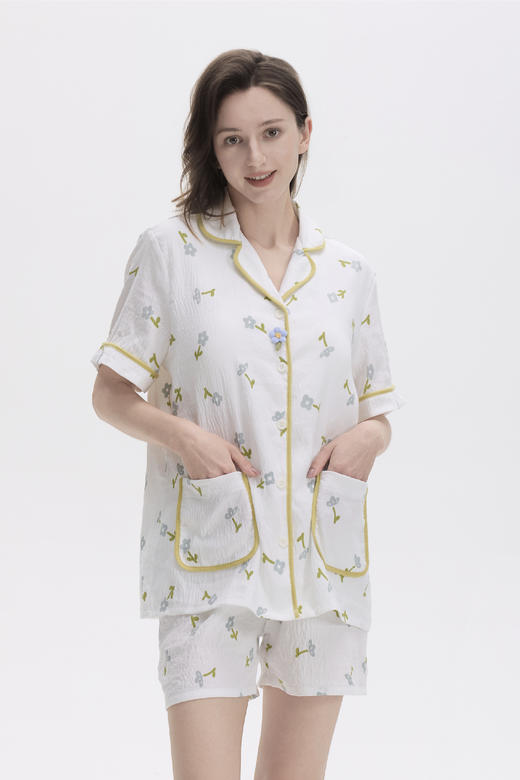 连绵·棉感涤碎花三件套 (短袖+长裤+短裤) 胸垫款 商品图10